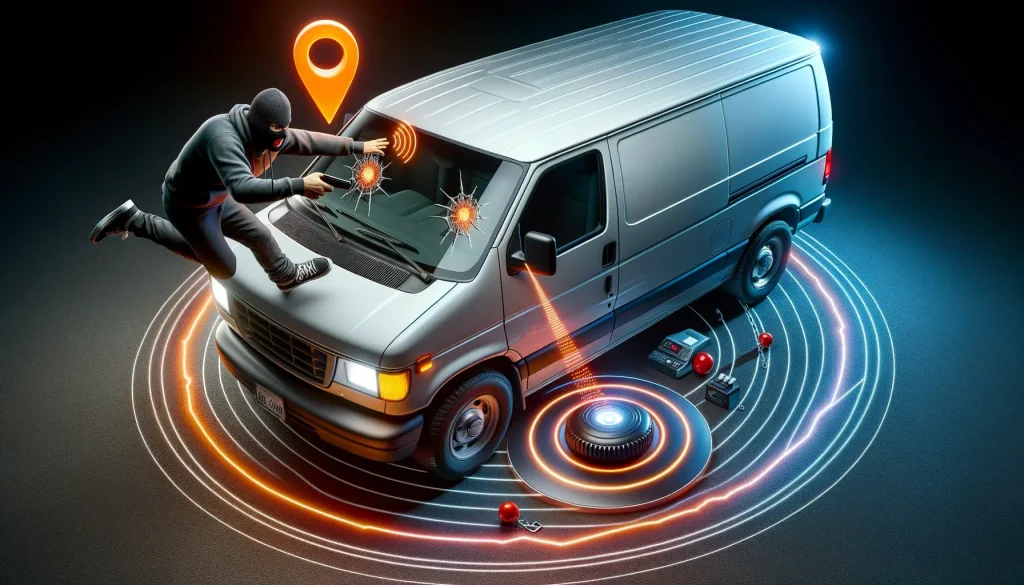 geofencing alarm system for a van