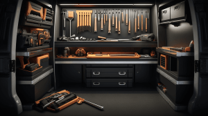 the inside of a can with a tool organiser 