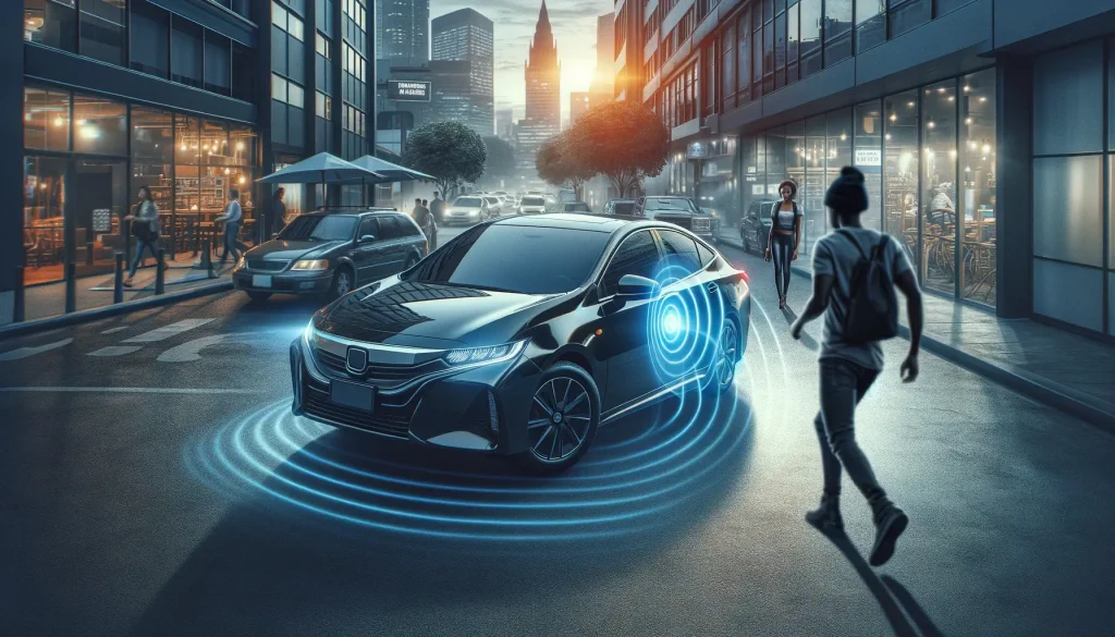 benefits-of-a-car-alarm-proximity-sensor.-The-scene-is-set-in-a-busy-urban-parking-lot-where-a-sleek-mode