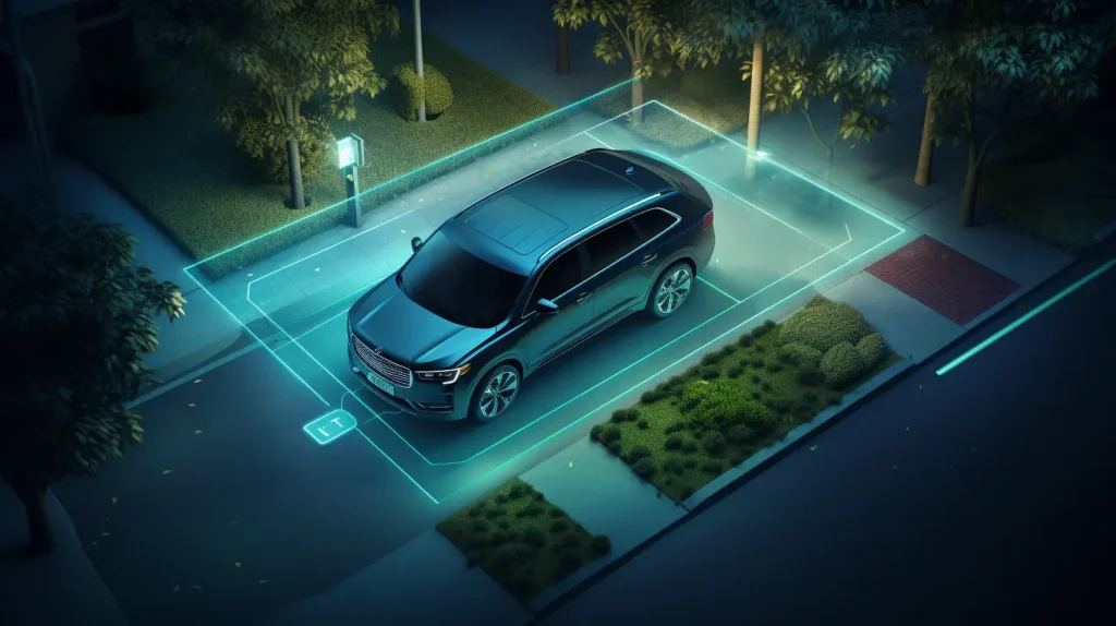 an_aerial_view_of_a_car_parked_in_a_secluded_space