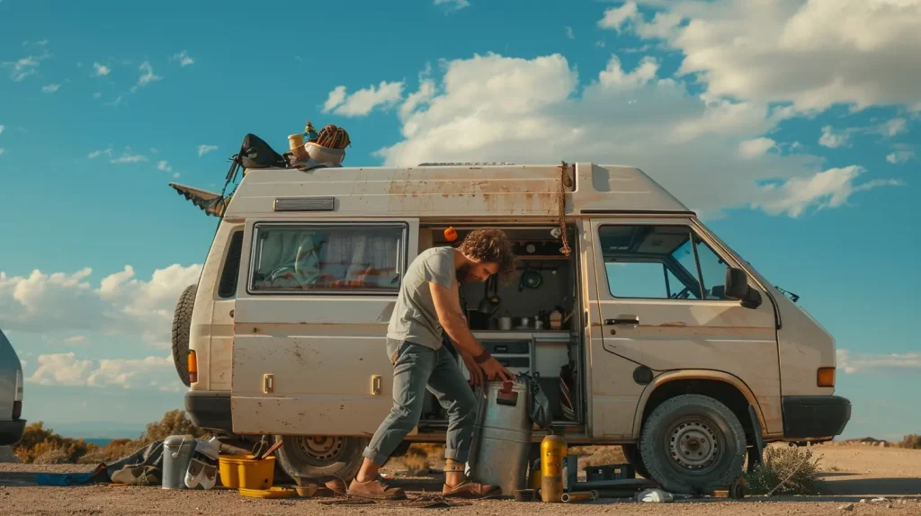 a man installing a few things on his van
